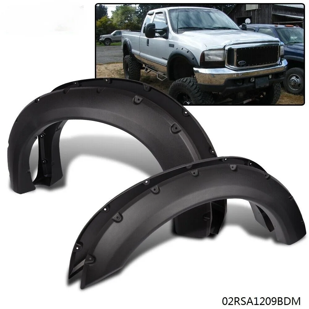 

FIT FOR 1999-2007 F250 F350 FORD SUPER DUTY POCKET RIVET STYLE FENDER FLARES 4PCS United States