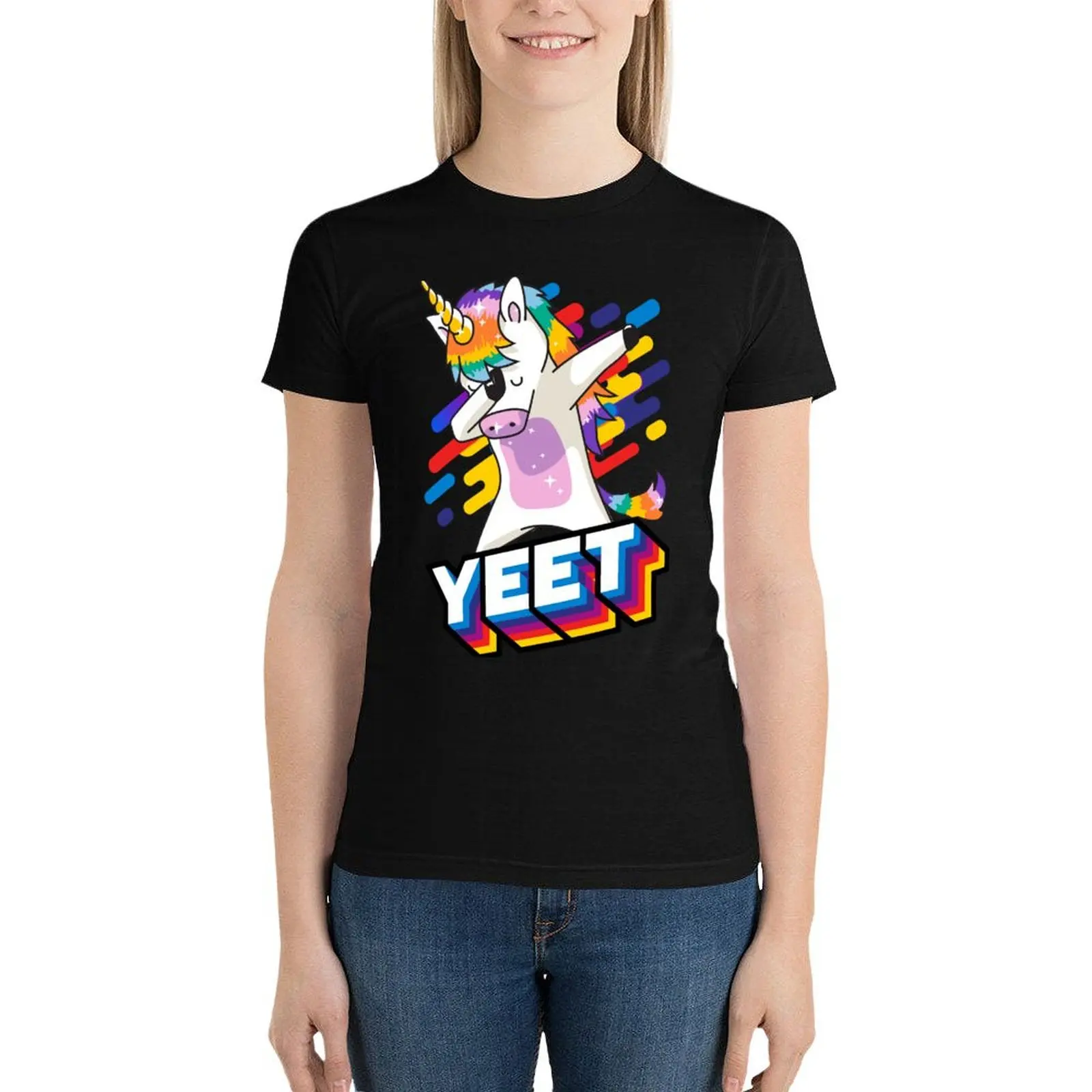 

Dabbing Yeet Unicorn T-Shirt funny cute tops summer tops Aesthetic clothing luxury designer clothing Women