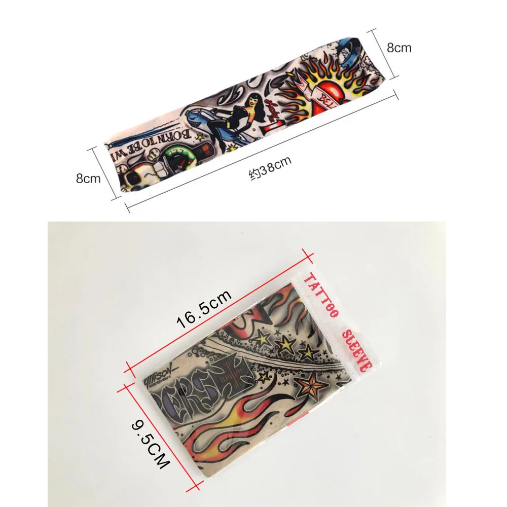 6pcs Men's Tattoo แขนฤดูร้อนไม่มีรอยต่อ Armguard Man Uv ป้องกันแขนถุงมือขับรถผ้าไหมน้ําแข็งผู้หญิง Anti-Sunburn แขน
