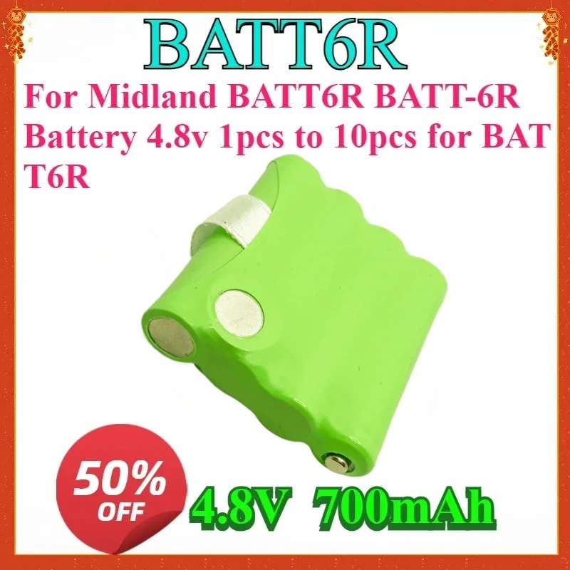

For BATT6R 4.8V 700MAH NI-MH High quality Rechargeable 2 Way Radio Battery for Midland BATT6R BATT-6R Battery 4.8V for BATT6R