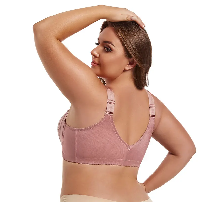 Women's Plus Size Lace Underwear with Front Buckle Lightweight Design Without Steel Ring Adjustable Lifting and Anti Sagging Bra
