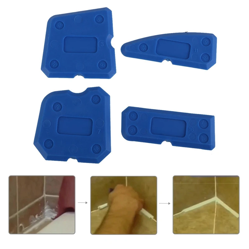 A36T-4 Pcs Silicone Sealant Spreader Profile Applicator Tile Grout Tool Home Help