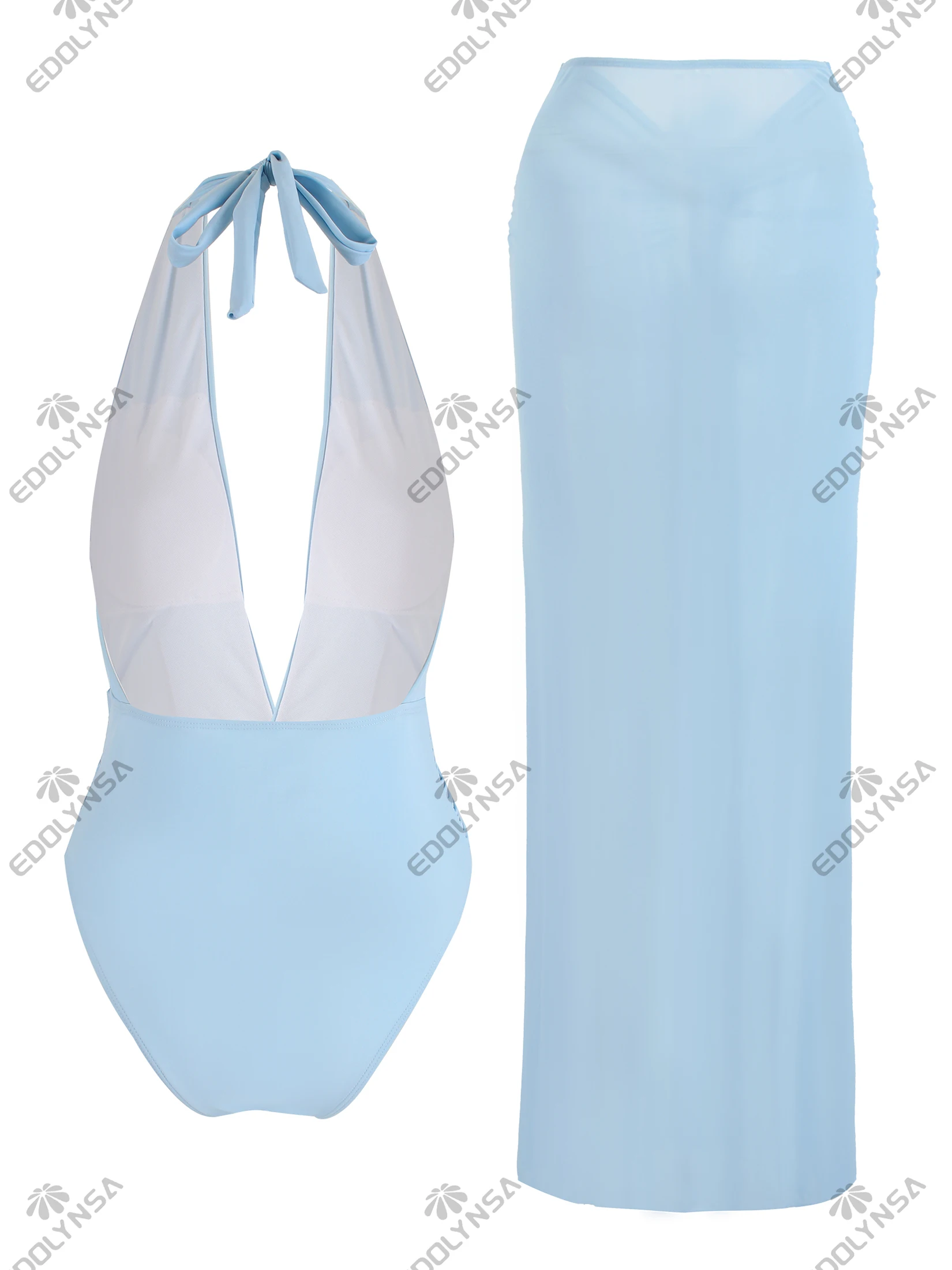 One Piece ชุดว่ายน้ํา SHEER กระโปรง Coverup Beachwear วันหยุดชุดหญิงชุดว่ายน้ํา Solid วันหยุดสวมใส่ชุดว่ายน้ําดอกไม้ K225