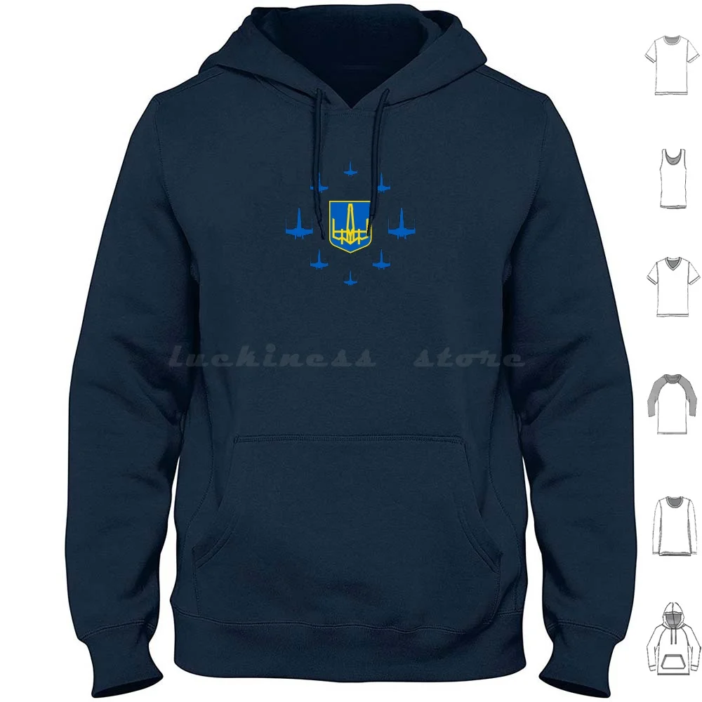 Ukraine Squadron Hoodie Cotton Long Sleeve Ukraine Pilot Squadron Airplanes Flyer Flying