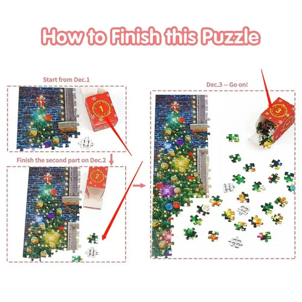 1008 Pieces Jigsaw Puzzle Merry Christmas Advent Calendar 2024 Merry Christmas Jigsaw Puzzles Holiday Puzzles Toys New Year Gift