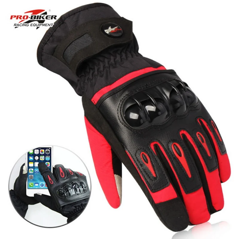 Guantes de invierno para motocicleta, artículo cálido y 100% impermeable, prenda resistente al viento, MTV08