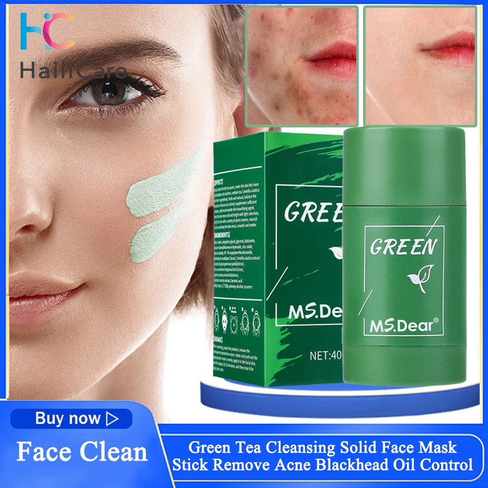 

Green Tea Cleansing Solid Face Mask Stick Remove Acne Blackhead Oil Control Deep Moisturizing Whitening Skin Care Beauty Health