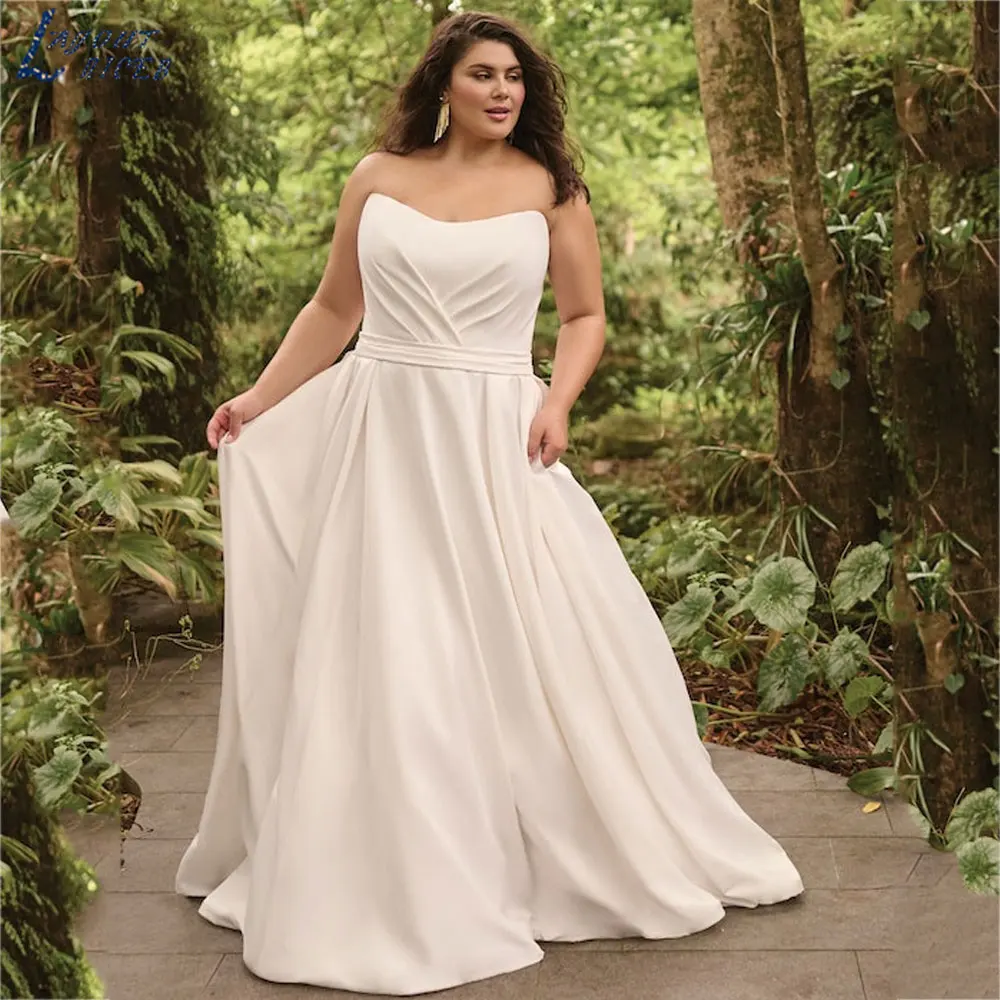 

LAYOUT NICEB A-Line Satin Strapless Bride Dresses 2024 Backless Sleeveless Wedding Gowns Custom Made vestido de noiva casamento