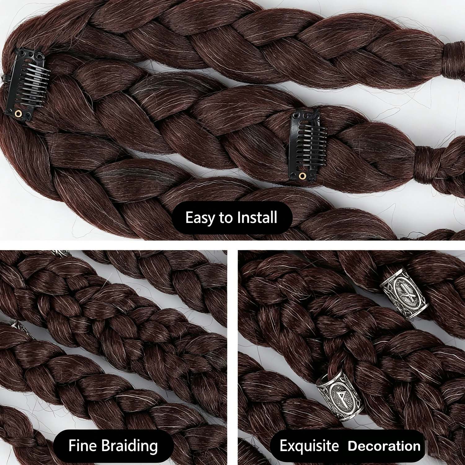 Men's Viking Mohawk Cornrow Braided Ponytail Wig