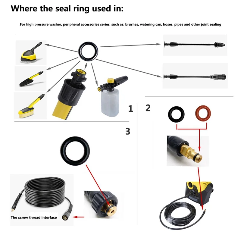 O-Ring for Karcher Lance Hose Nozzle Spare O-Ring Seal 2.640-729.0 Rubber O-Ring Pressure Washer for K2 K3 K4 K5 K6 K7