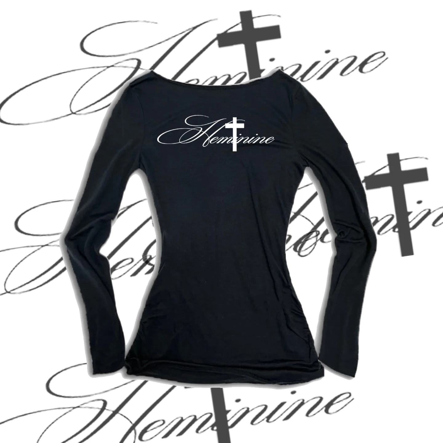 Y2K Harajuku Esthétique Gothique Fairycore T-shirt À Manches Longues Caractère Slim Chic Imprimé Décontracté Haut Court Grunge Punk Hip Hop Streetwear