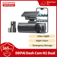 DDPAI N1 Dual Dash Cam 1296P UHD F1.8 Aperture WiFi NightVIS APP Control Parking Monitor Car Camera Recorder Support Rear Cam
