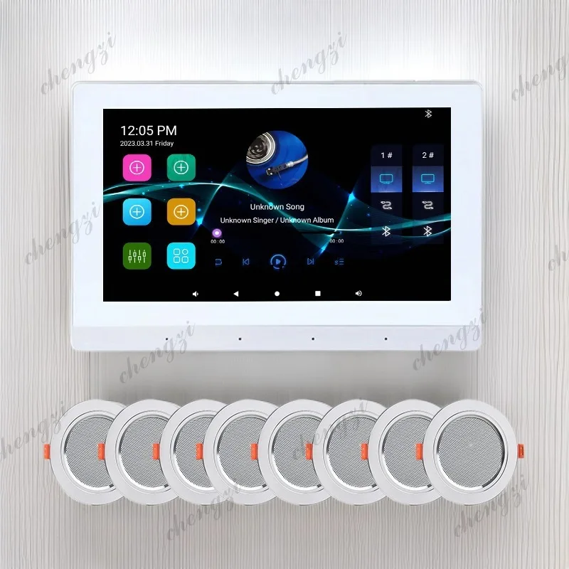 7-Inch Android 11 intelligent background music host, home theater ceiling speaker music controller
