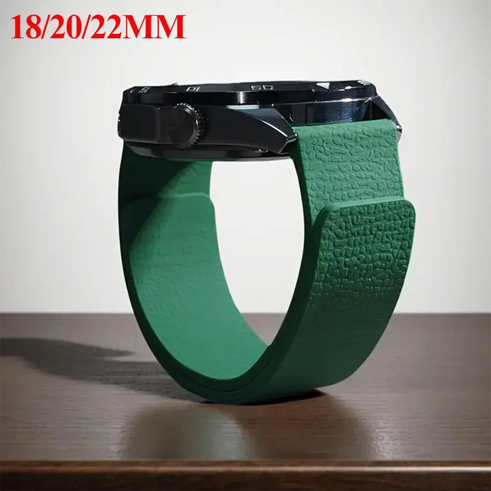 18mm 20mm 22mm Magnetic Loop Strap For Samsung Galaxy Watch 7/6/5/4 Classic Silicone Lychee pattern Bracelet HUAWEI GT3-4-5 Band