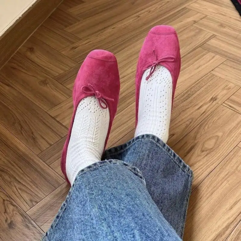 Dave&di Minimalist French Dance Shoes Ballet Shoes Women's Leather Soft Sole Mary Jane Flat Bottom Shoes For Woman Loafers Woman