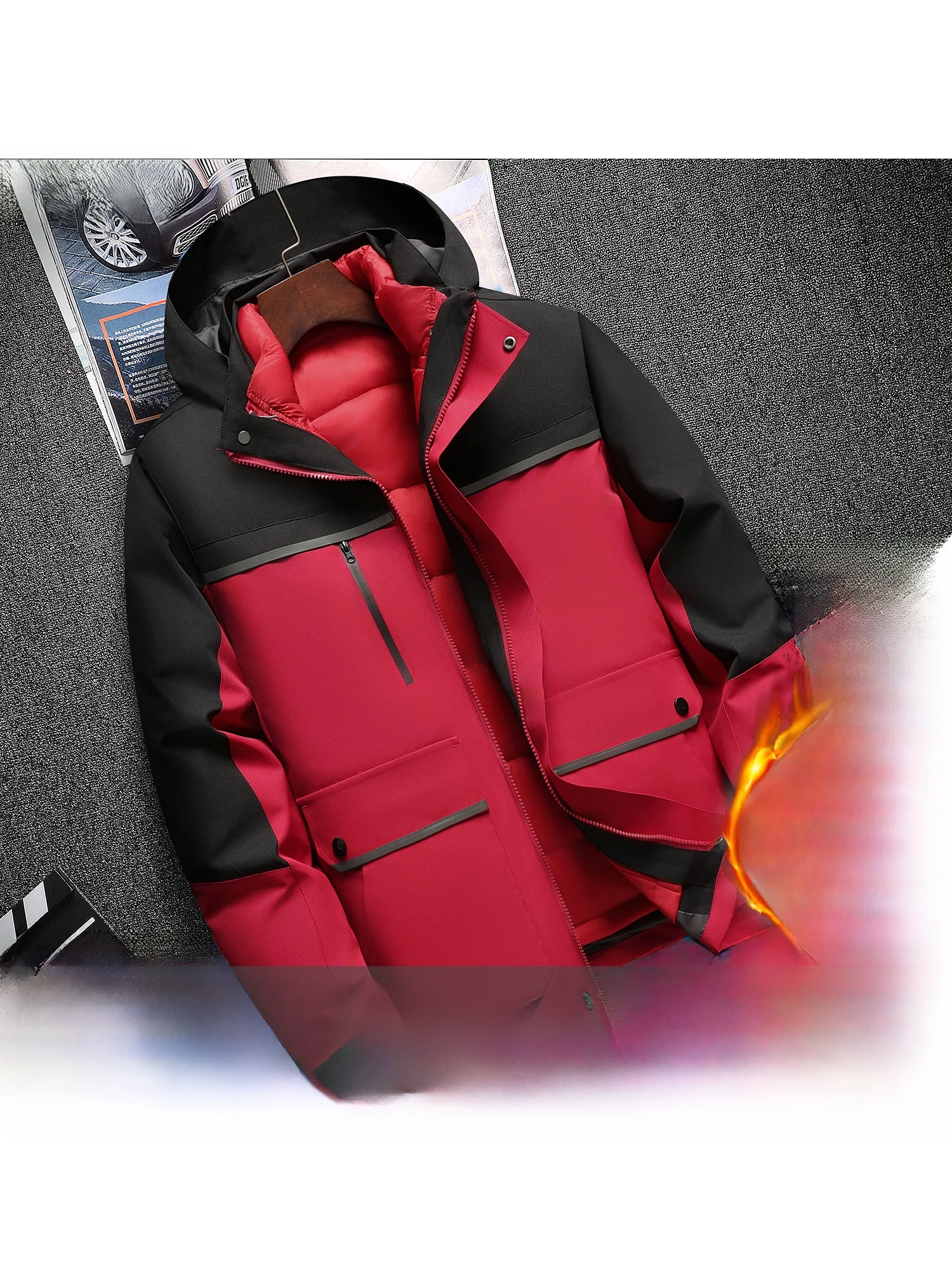 

Thiened Autumn Winter Outdoor Men's down Jaet Detachable Climbing Suit Coat Cold Storage Service Windproof Cotton Trendy ...