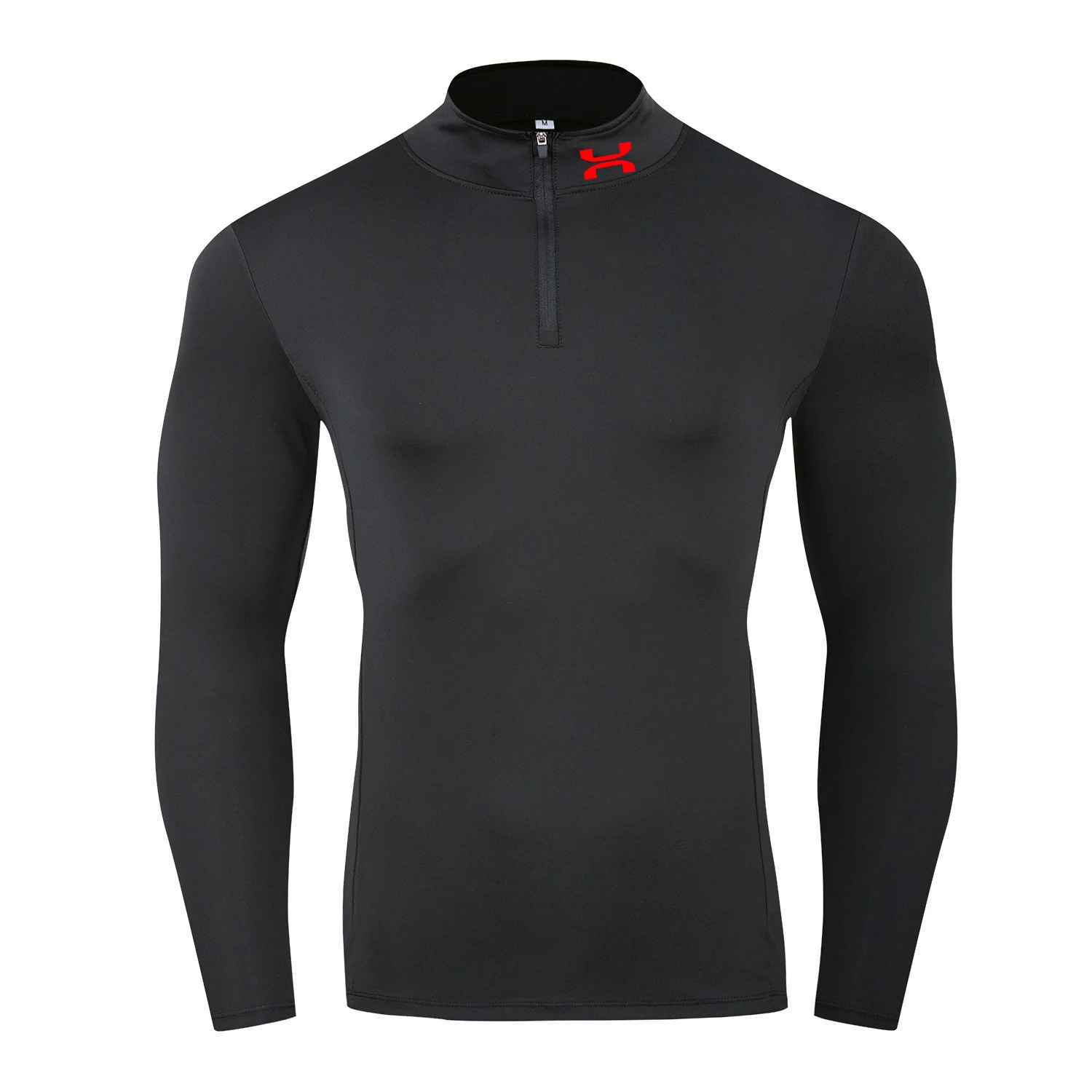 Men's Autum Sports Running Tops Fitness Running Training Long Sleeve Half Zipper Elastic Quick Dry Athletic Baselayer Undershirt