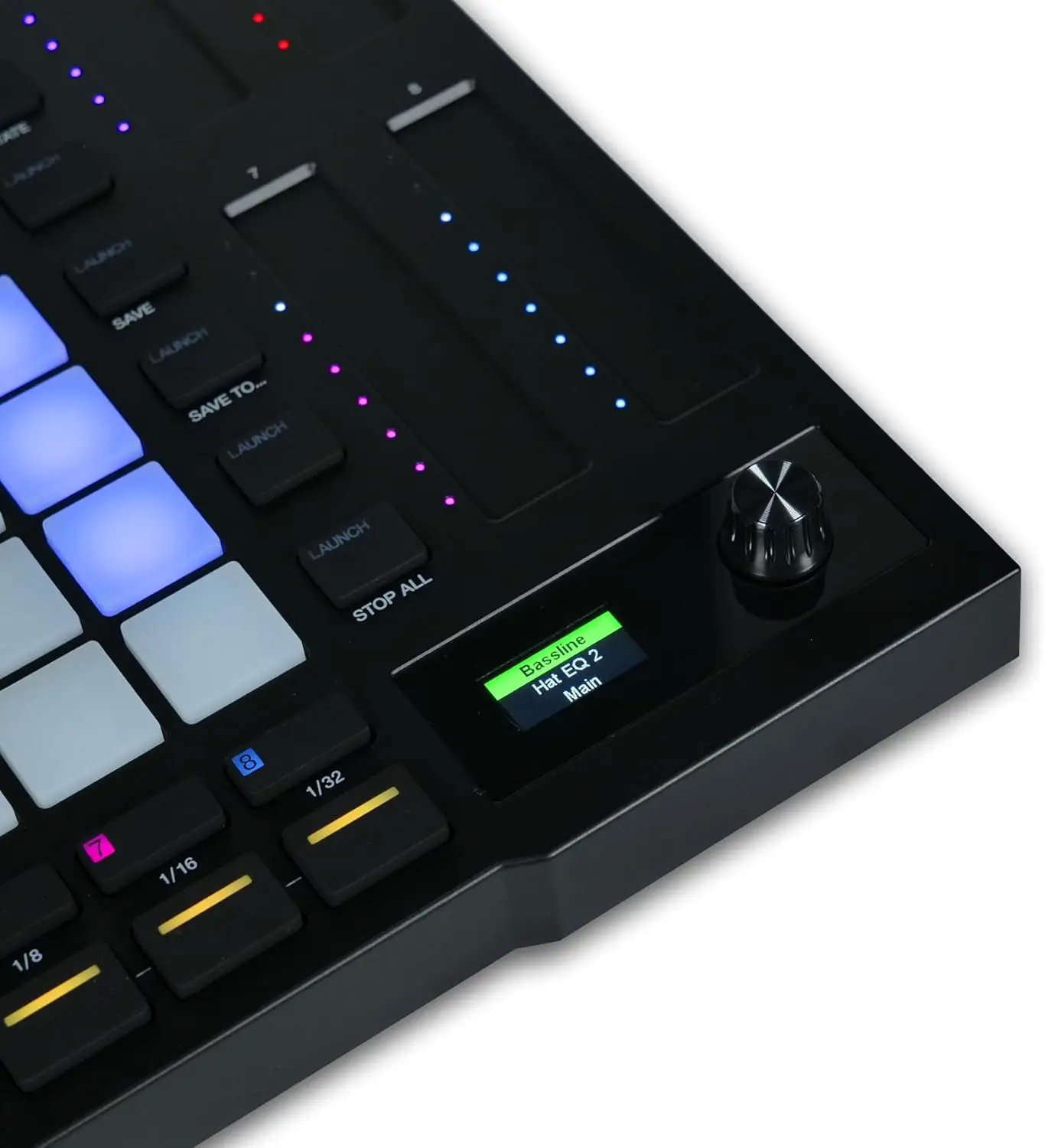 Ableton MIDI Controller with 8 Touch Strips, Step Sequencer, 64 RGB Velocity-Sensitive Pads, CV Gates, MIDI In & Out, USB-C