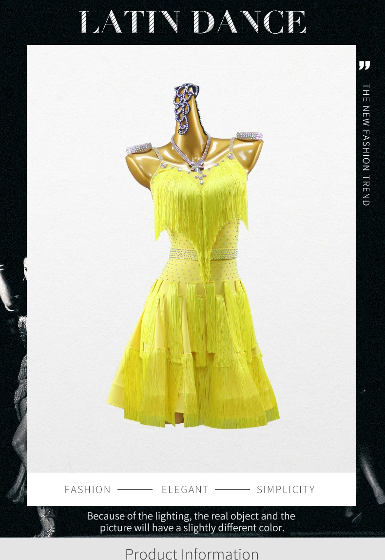 Sport-Tanzanzug für Mädchen, lateinamerikanisches Kleid für Damen, Tanzbekleidung, luxuriöse Wettbewerbskostüme, Cheerleader-Rock für Damen, Trainingsrock. – Detail 2