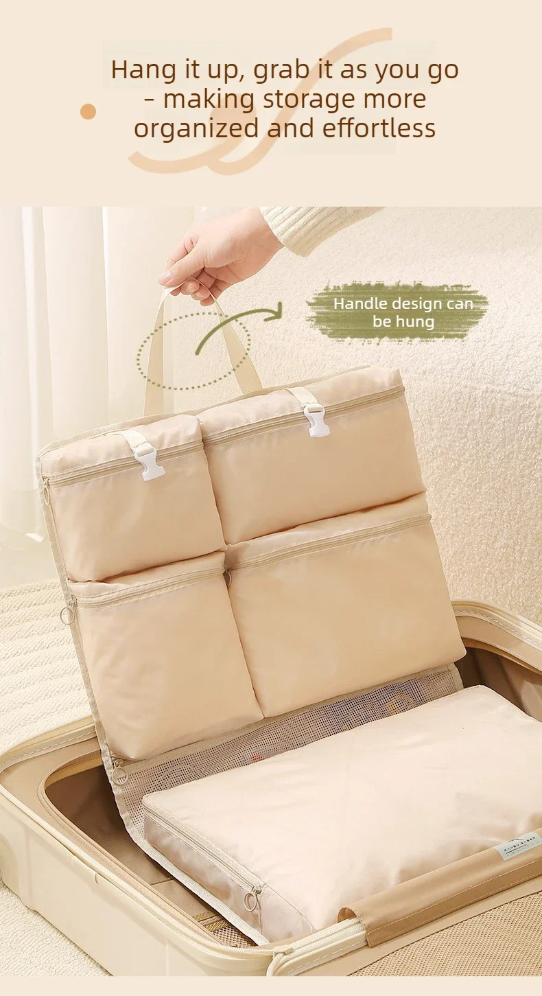 Reise-Hängeaufbewahrungstasche Tragbarer Faltbarer Mehrfach-Organizer für Kleidung und Accessoires – Detail 7
