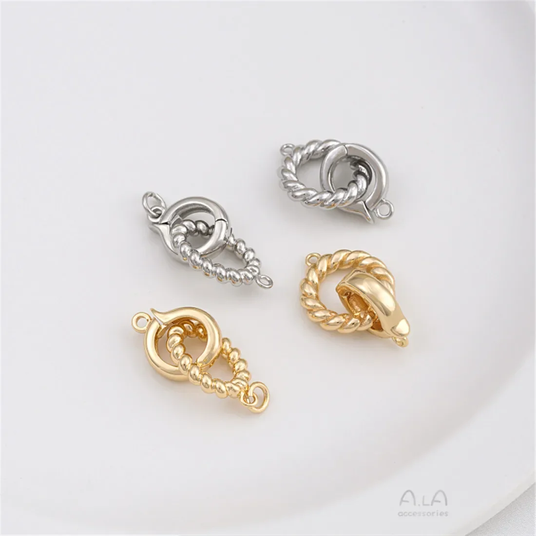 14K الذهب حقيبة العجين المقلي التقلبات زر اللؤلؤ المستديرة زر مستدير اليدوية عقد دي اي واي اكسسوارات نهاية زر الملحقات B991 #2