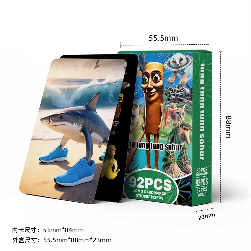 92 قطعة Tralalero Tralala الكرتون بطاقات Tingtung Sahur Brainrot بطاقة الألعاب الاطفال حفلة تأثيري اللعب الكلاسيكية جديد جمع الصور هدية