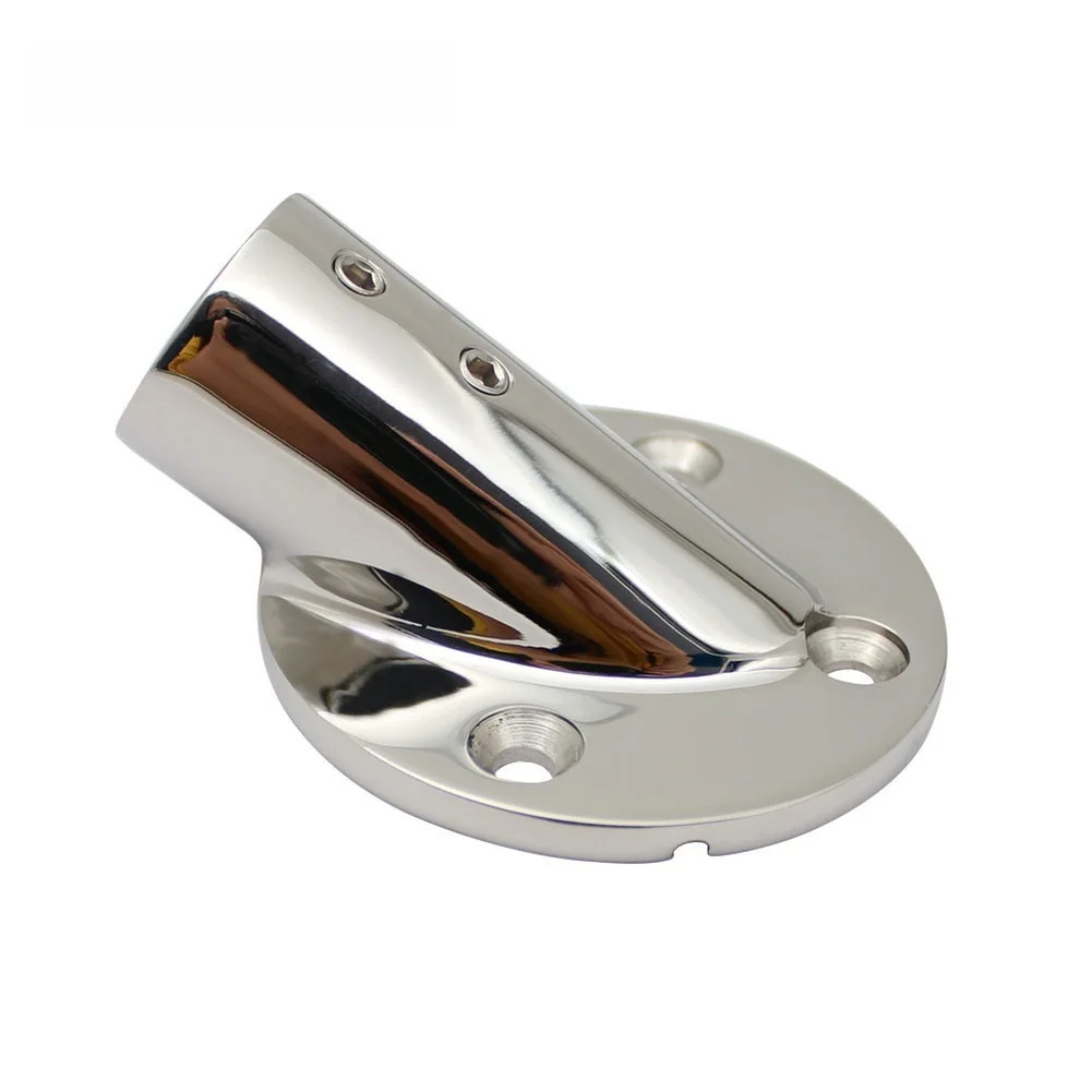 316 Stainless Steel Round Tube Seat for Deck Rail Systems on Yachts with 30 Degree Angled Base Mounting Solution