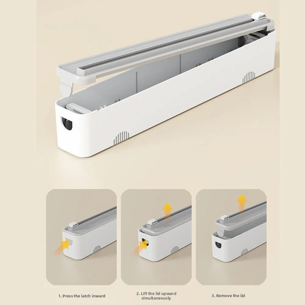 Sliding Magnetic Suction Plastic Wrap Cutter Space Saving Wall Mounted Food Film Dispenser Simple Operation Tin Foil Cutting Box