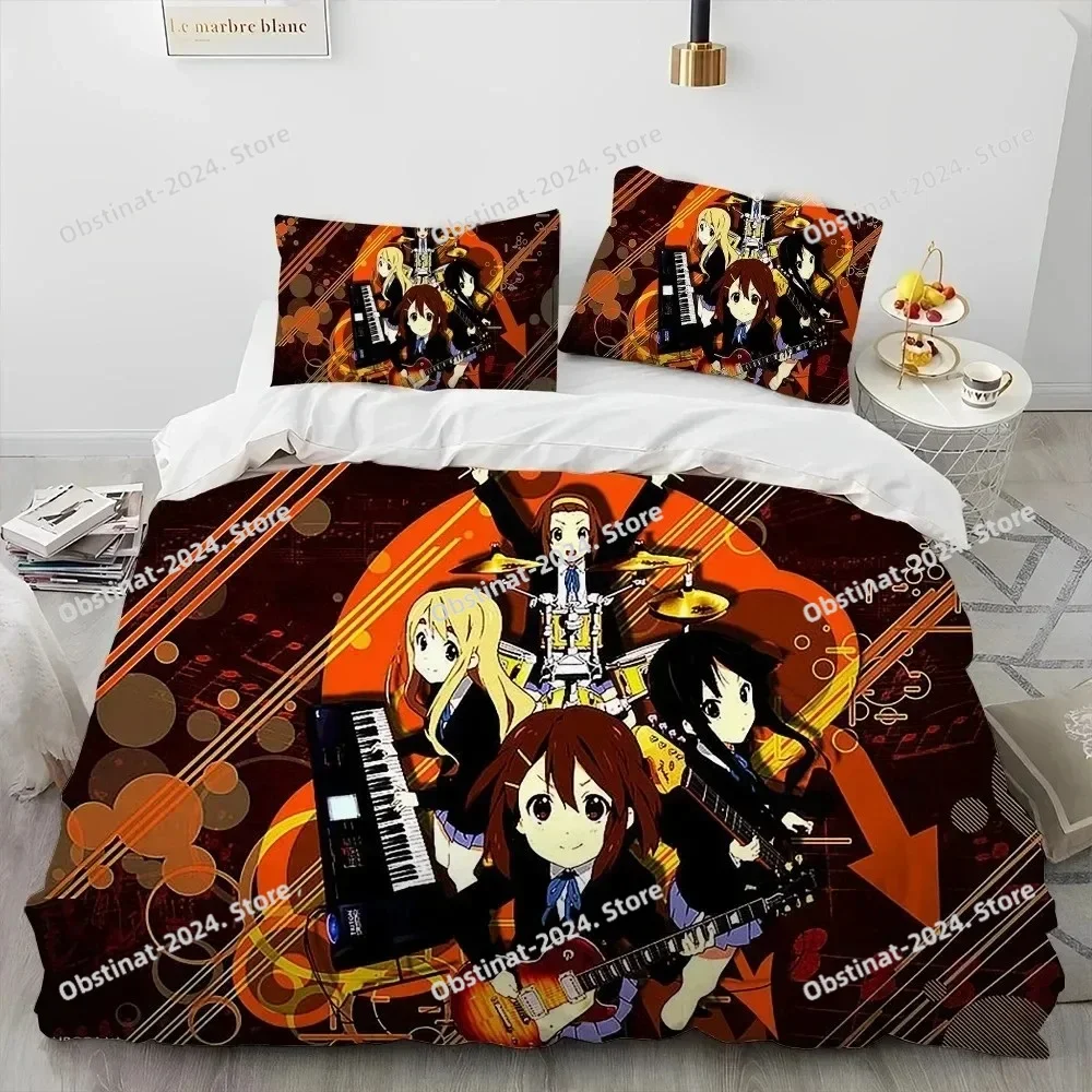 K-ON Kawaii Girls Anime Bedding Set Boys Girls Twin Queen King Size Duvet Cover Pillowcase Bed boys Adult Home Textileextile