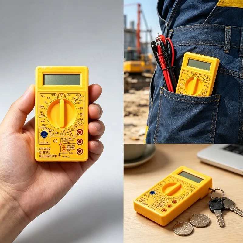DT830D Mini Digital Multimeter Handheld Pocket Tester with Probes Portable Electrical Testing Tool for Home Auto Repair