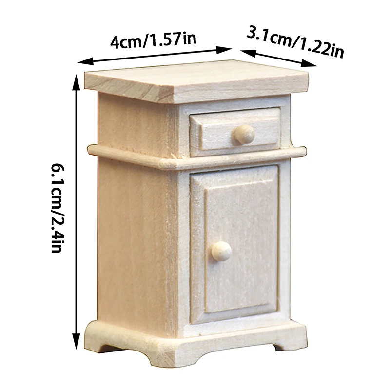 1/12 Dollhouse Miniature Cabinet Bedside Table Model Furniture Accessories For Dolls House Decorations Kids Pretend Play Toys