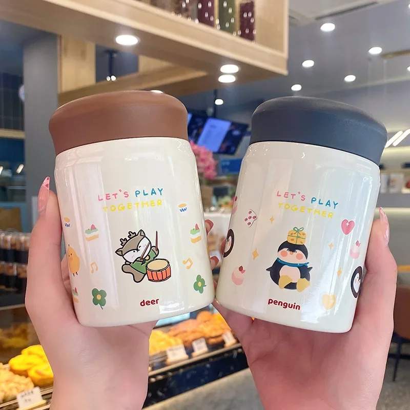 320ml Small Capacity Cartoon Braised Beaker Portable Female Stainless Steel Insulated Cup Small and Cute Outdoor Congee Pot