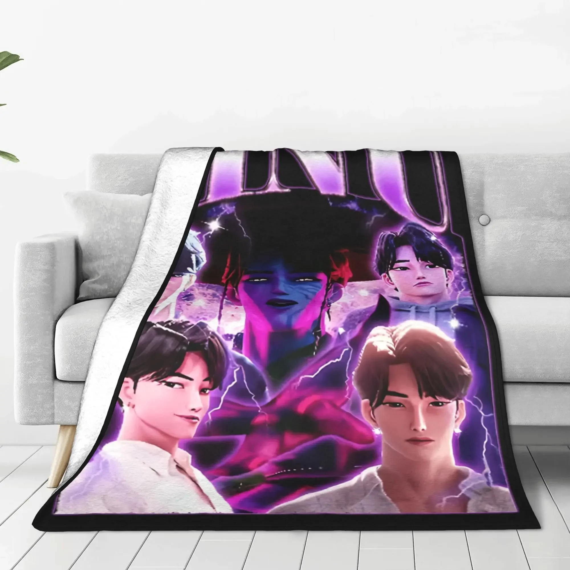 

Saja Boys Kpop Demon Hunters Blankets Fleece Autumn/Winter Jinu Super Warm Throw Blankets for Bedding Travel Plush Thin Quilt