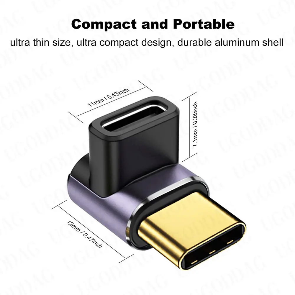 40Gbps USB C Adapter 90 Degree USB-C Extender Right Angle PD 100W Fast Charging for Steam Deck Switch Laptop MacBook Tablet