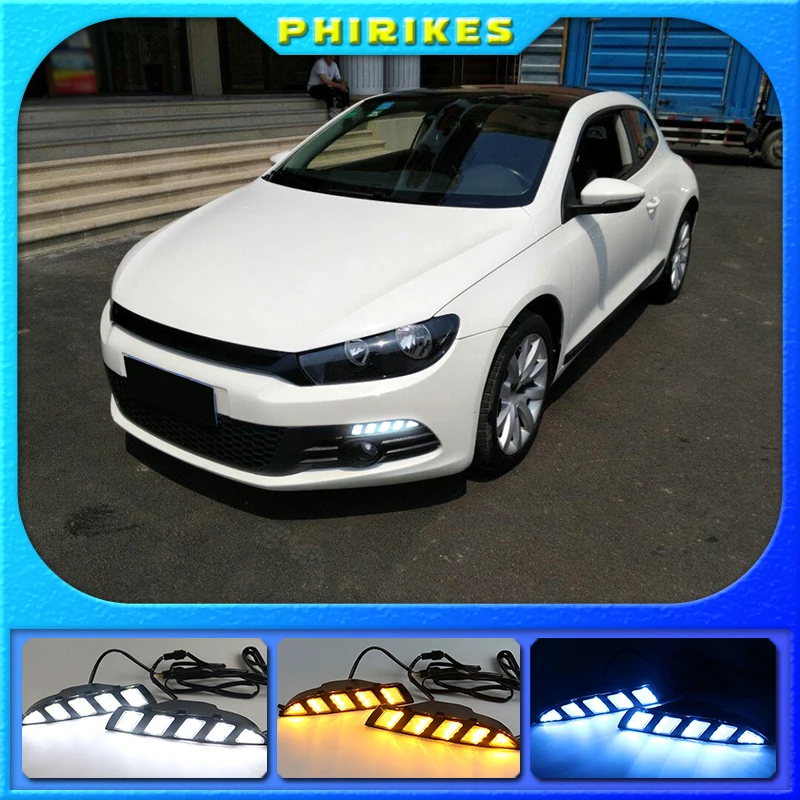 

For Volkswagen Scirocco 2011 2012 2013 2014 2015 Yellow Turn Signal style Relay Waterproof 12V Car LED DRL Daytime Running Light