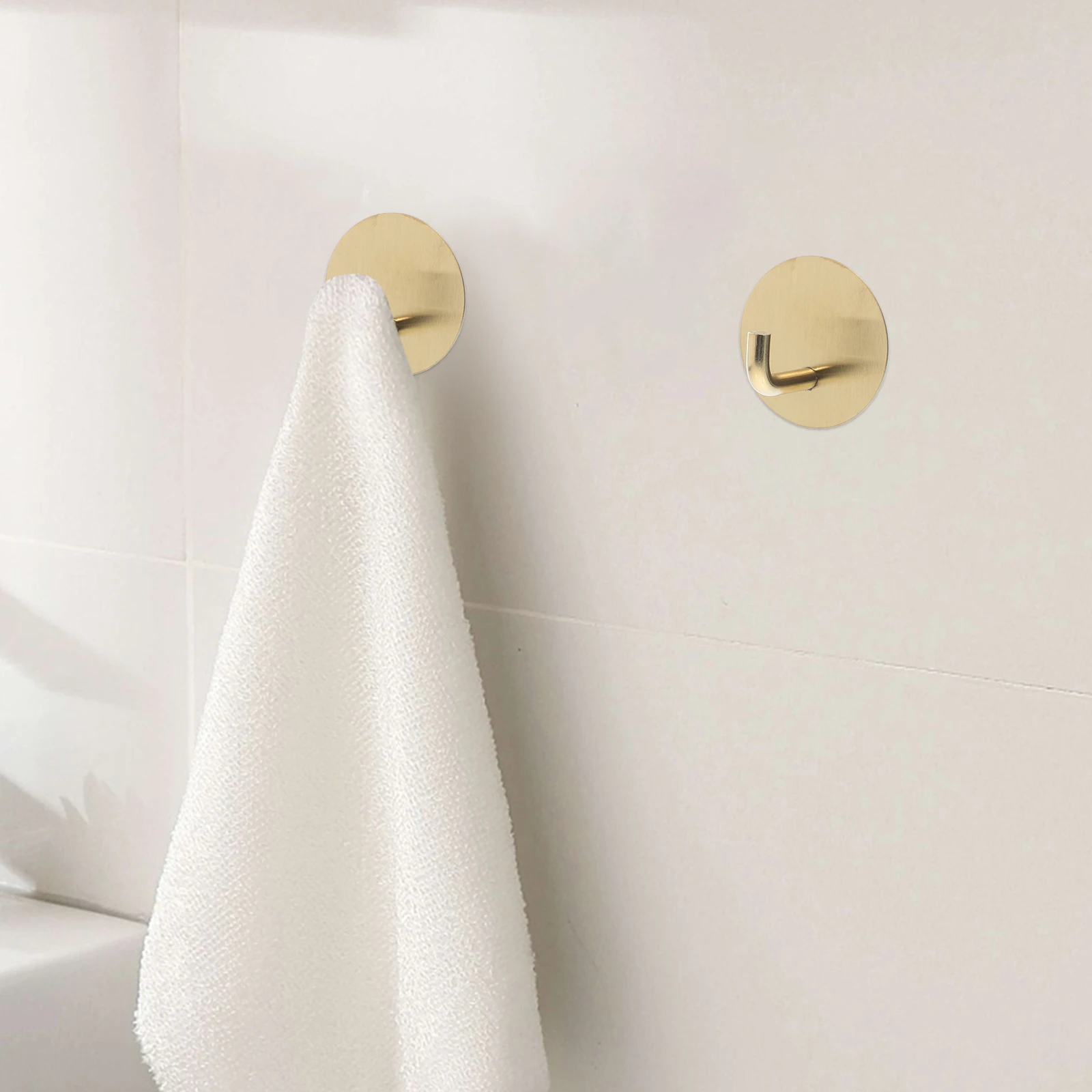 

4pcs Stainless Steel Hooks Adhesive Wall Mount Heavy Duty Bathroom No Drill Towel Rack Shower Compatible Tile Glass