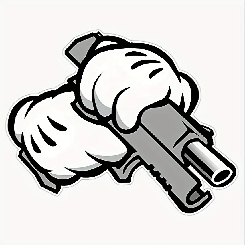 Handlebar Gun Sticker Decal Warning Style Waterproof Vinyl for Car Motorcycle Window Bumper Decor