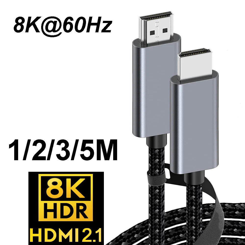 HDMI to HDMI Male 2.1 Cable 8K@60HZ 3D For For Xiaomi Xbox PS5 PS4 Laptops HDMI Splitter Digital   Cable Cord Projector 1/2/3/5M