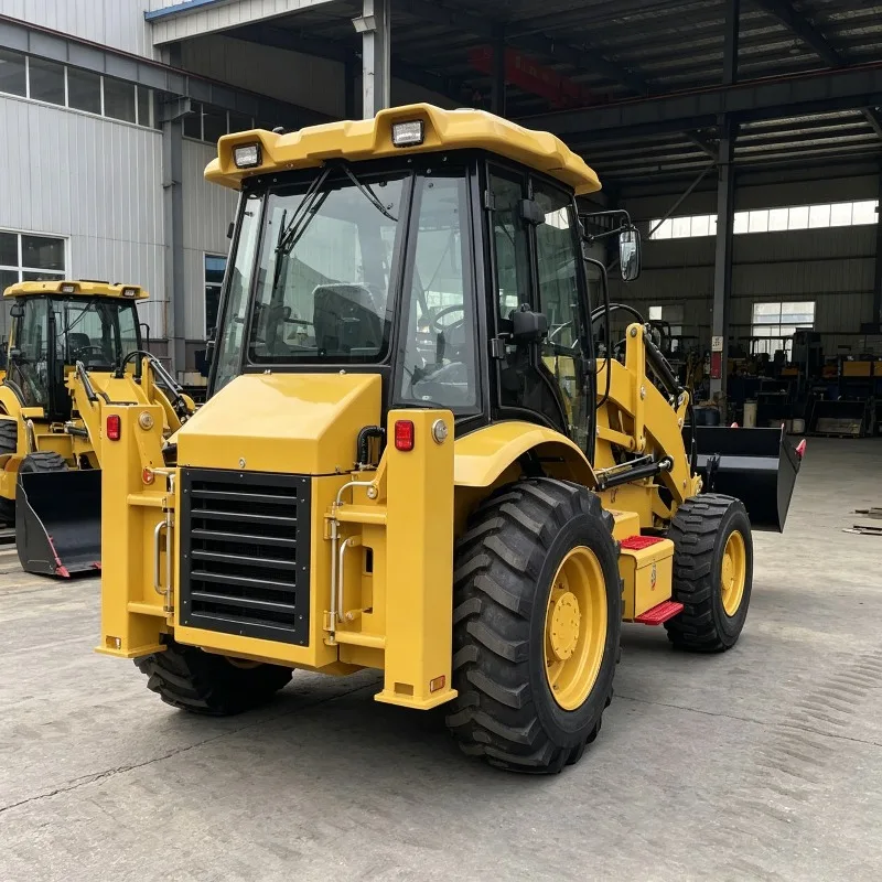 Mini Retroexcavadora 4x4 – Farm Diesel Backhoe Loader, Front Loader & Backhoe Attachment, CE/EPA, Factory Direct