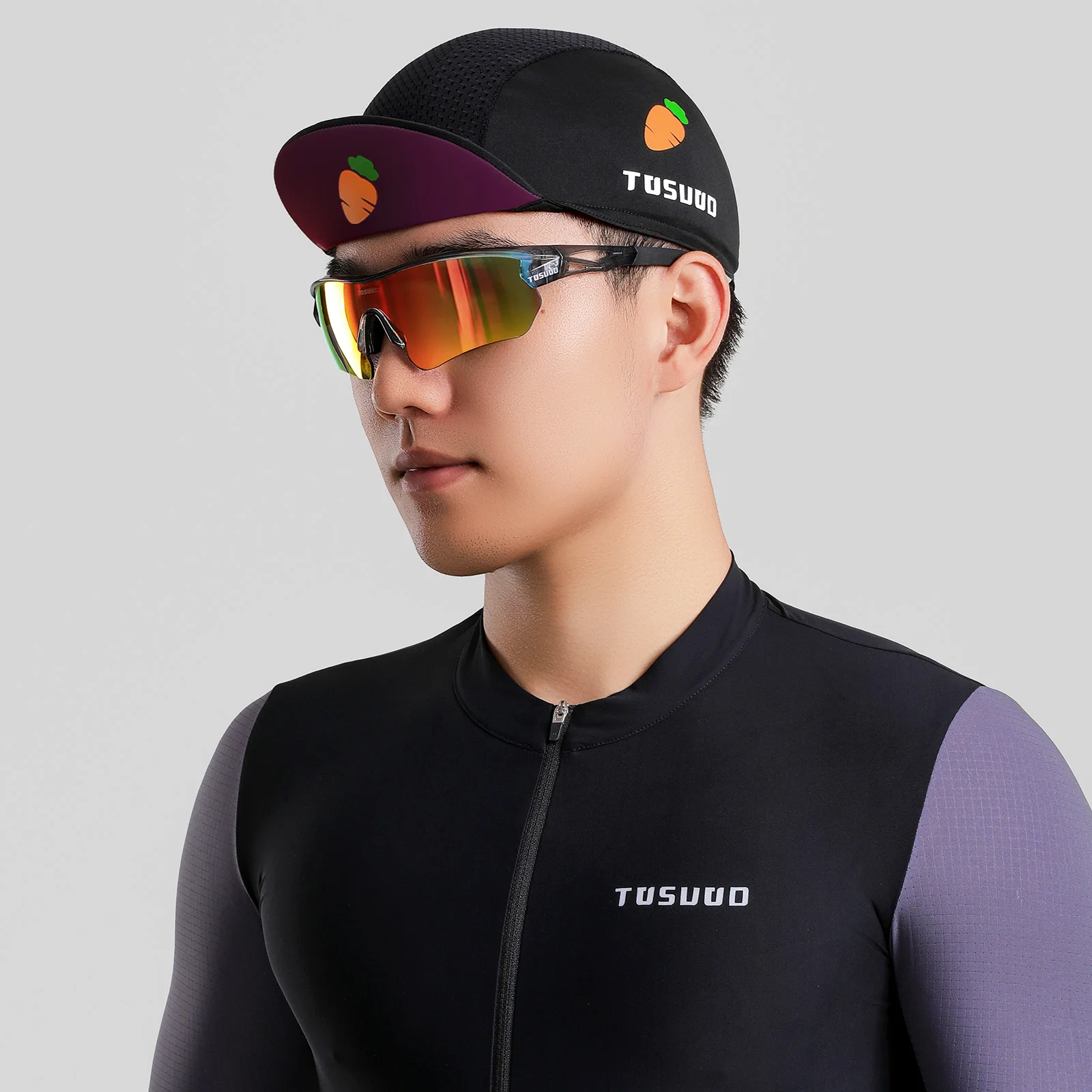 TOSUOD التجفيف السريع الدراجات قبعة الجزرة الطباعة تصميم العصابة تنفس الشمس حماية الدراجة قبعات الرياضة إطلاق العرق قبعة