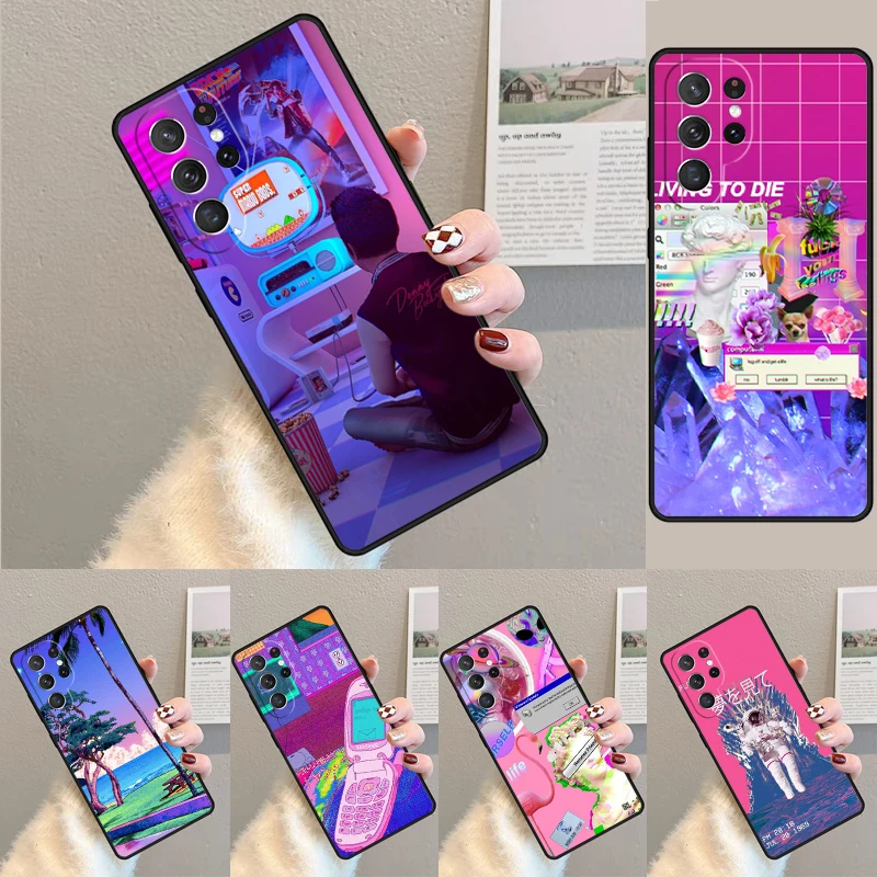 Cover For Samsung Galaxy S24 Ultra S21 S22 S8 S9 S10E Note 10 20 Plus FE S23 Vaporwave Aesthetic Trippy Capa Phone case Coque