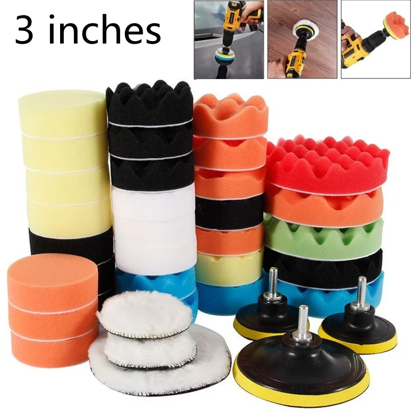 5/11/22/39PCS 3inchCarPolishing Sponge Pads Kit Buffing Waxing Foam Pad Buffer Set Polisher Machine Wax Pad for Removes Scratche