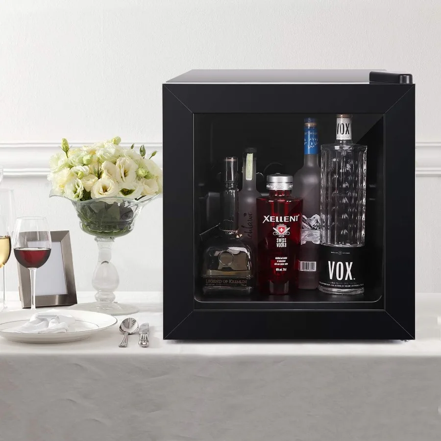 فريزر صغير مدمج مع باب عرض زجاجي للاستخدام المنزلي أو المكتب بسعة 1.1 قدم مكعب مع رفين قابلتين للإزالة وهادئ تستقيم F