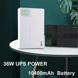 黒の無停電DCバックアップルーター,光モデム,内蔵アダプター,PoE,電源,EU,UPS, 1036P, 36W, 10400mAh, 12V, 5V, 9