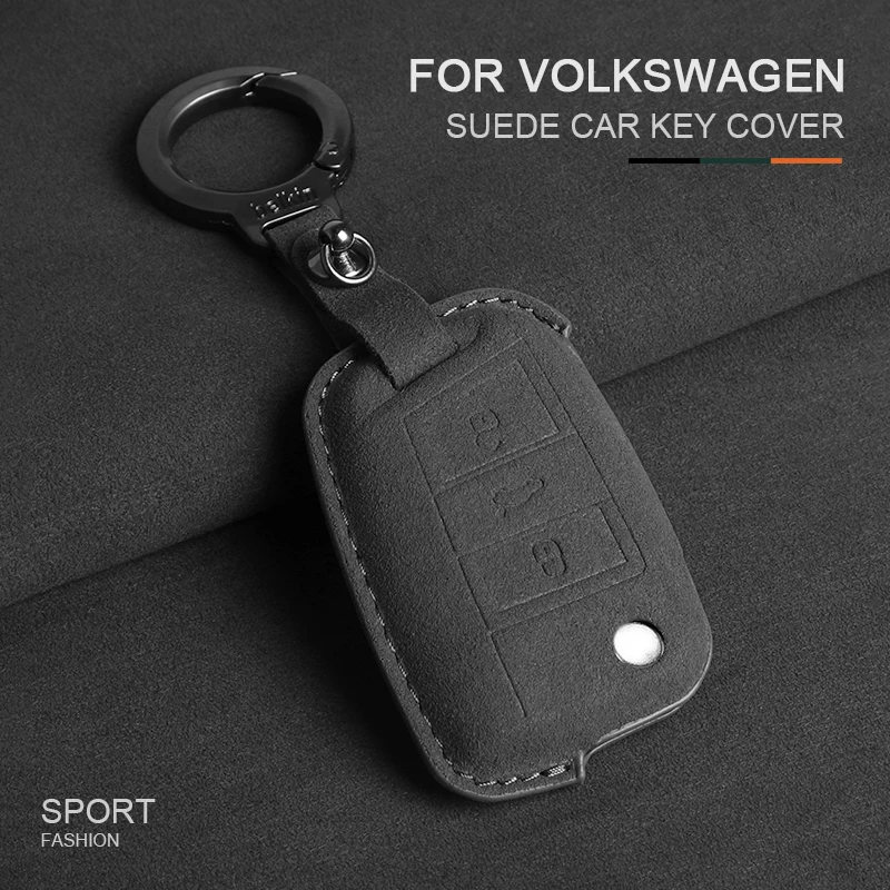 

For VW Polo Golf 7 MK7 Tiguan Passat For Skoda Octavia Kodiaq Karoq For Seat Ateca Leon Car Key Case Cover Suede Protector Shell