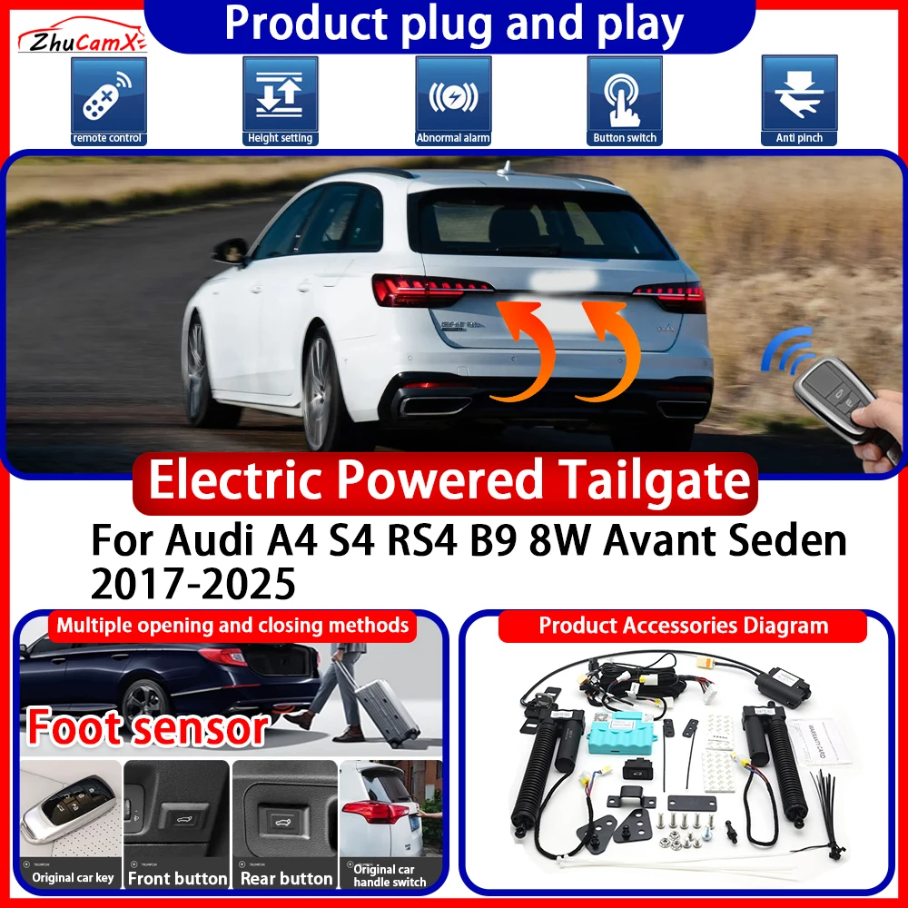 ZhuCamX Electric Powered Tailgate for Audi A4 S4 RS4 B9 8W Avant Seden 2017-2025 Anti Pinch Smart Intelligent Control Gate Lift