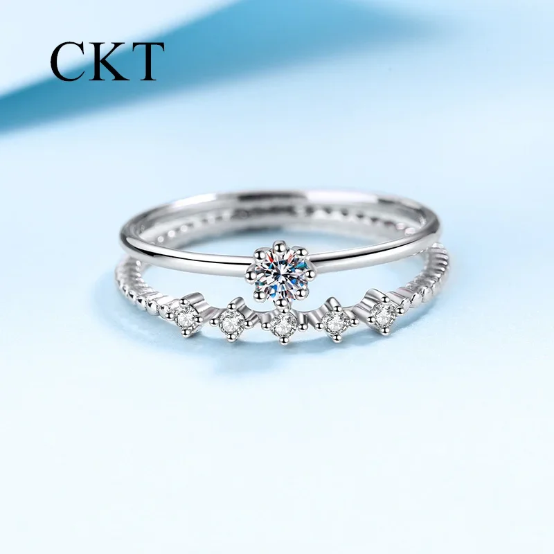 

18K White Gold 0.5 Carat Moissanite Ring Diamond Rings for Women Platinum Pt950 Korean Fashion Wedding Fine Jewelry Girlfriend