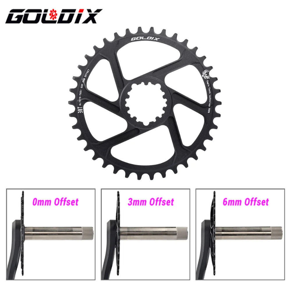 GOLDIX ForGXP 0/3/6mm Offset Mountain Bike 30T-38T Crown Bicycle Chainring 11/12 Speed forSRAM NX XX XO GXs GXP11 Single Disc