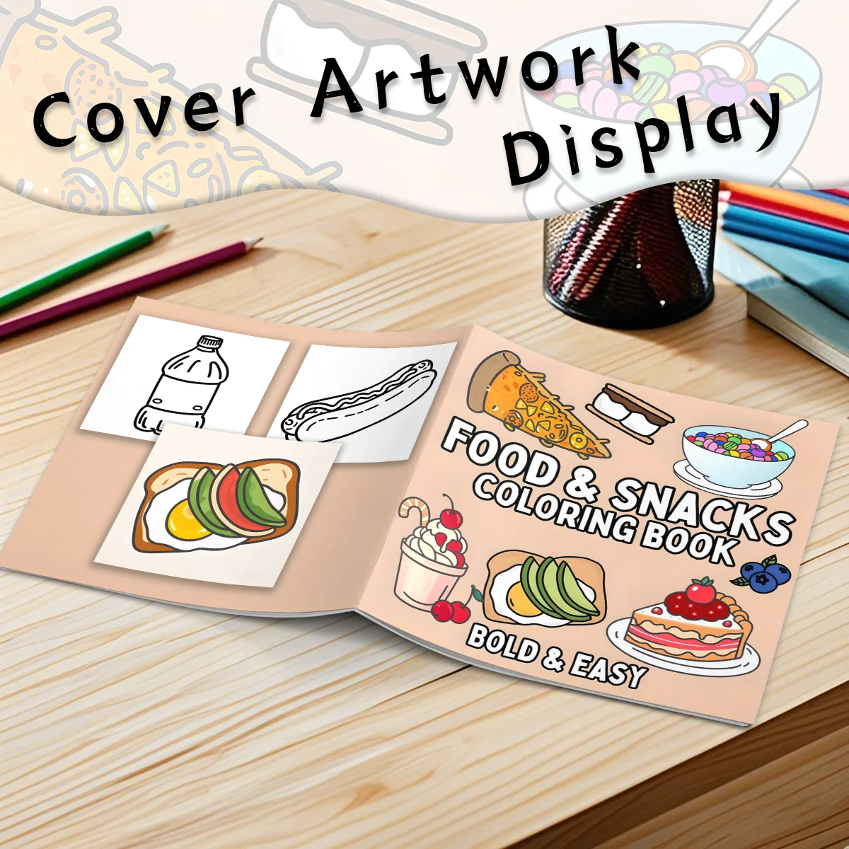 Delicious Food & Snack Themed Adult Coloring Book - 7.8-Inch Vibrant Illustrations for Perfect Gift for Birthdays