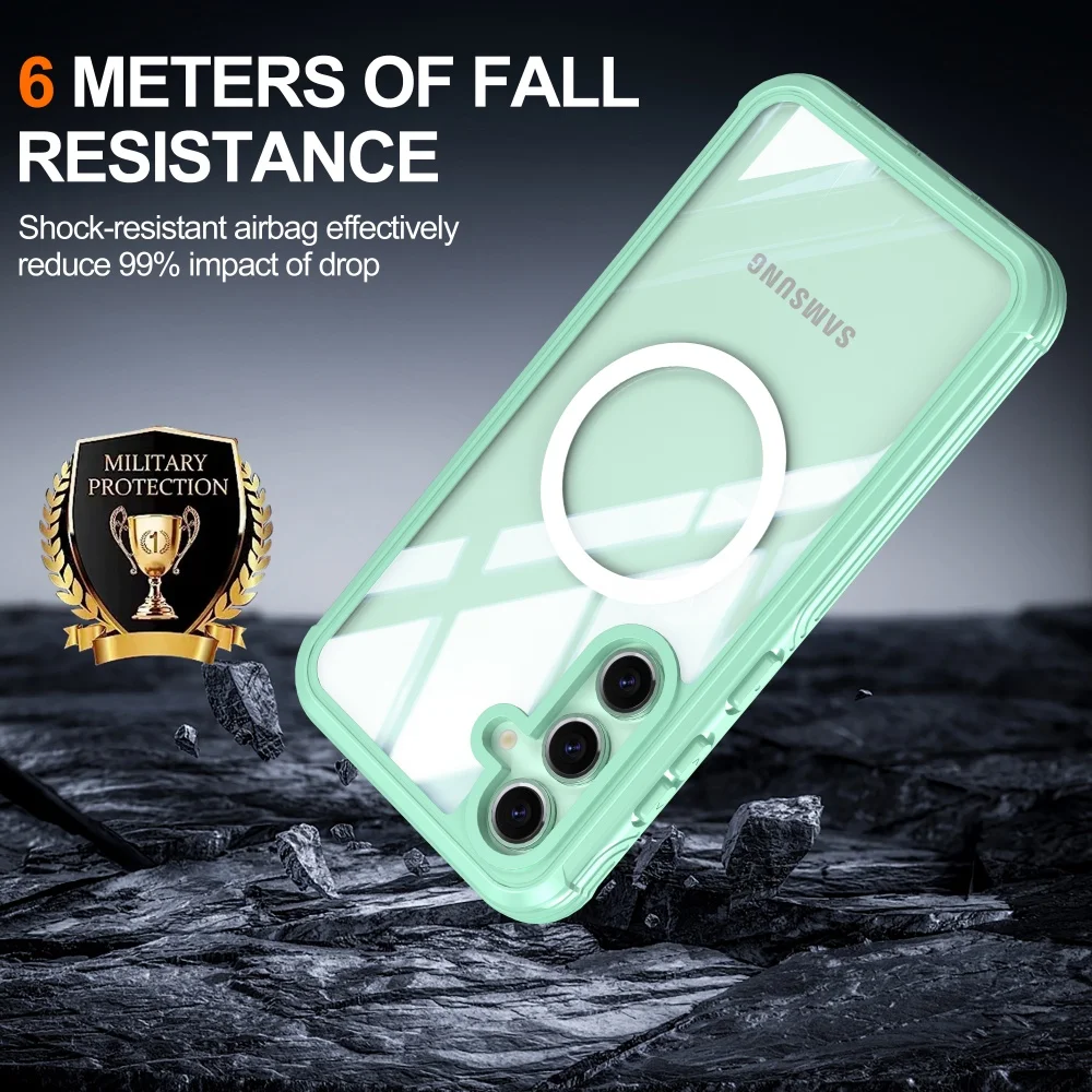 For Magsafe Wireless Charging 360 Full Protection Transparent Phone Case For Samsung S26 S25 Ultra Edge S24 Ultra Plus S26FE A57